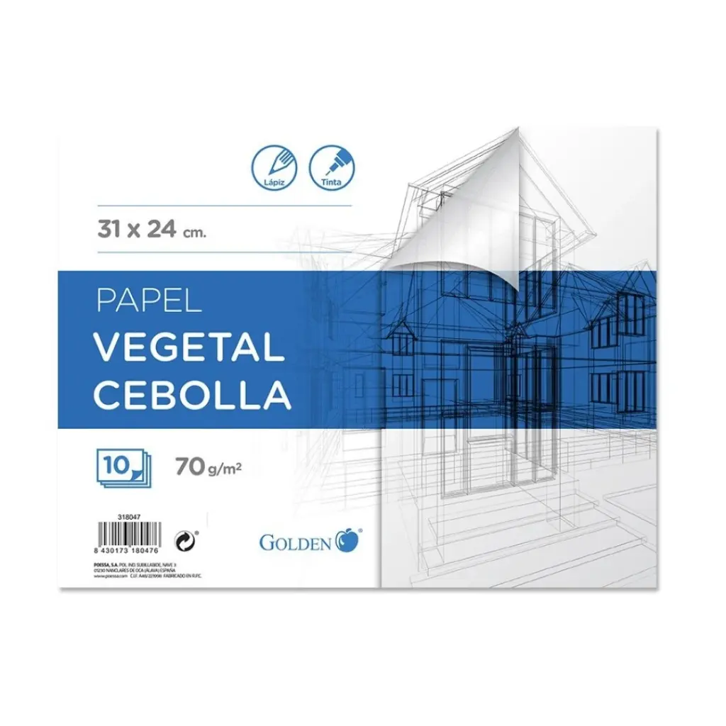 [318047] BLOCK DIBUJO PAPEL VEGETAL 10 HOJAS - GOLDEN -