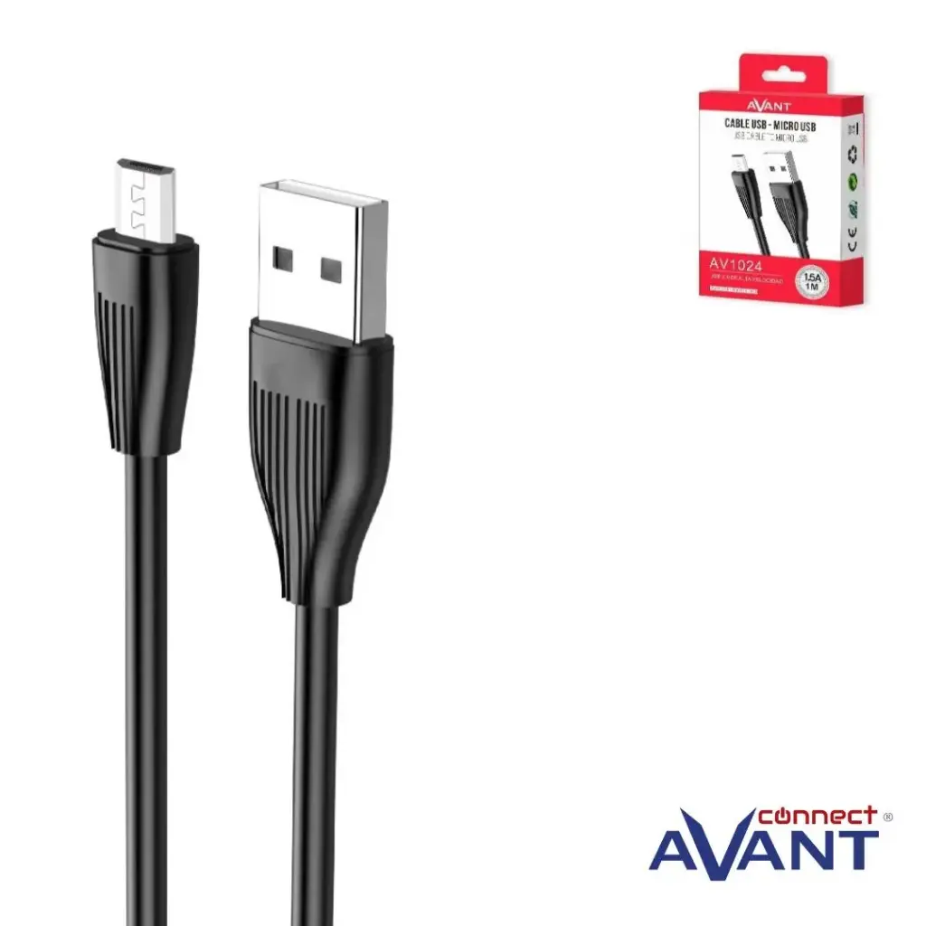 CABLE CARGA Y DATOS USB 2.0 a MICRO USB 1.2M NEGRO AVANT