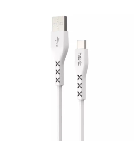 CABLE DE DATOS Y CARGA USB A USB TIPO-C REDONDO 1.8M BLANCO - HAVIT -