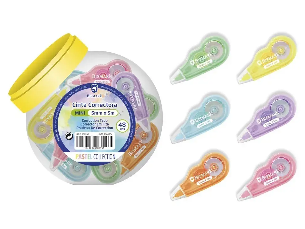 CORRECTOR CINTA BISMARK PASTEL 5MM X 5M