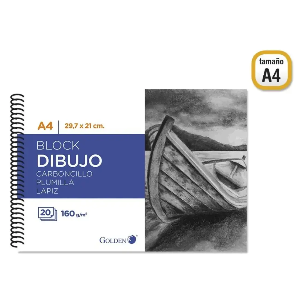 [324278] CUADERNO DE DIBUJO A4.160 GRM.30 H.LISO - GOLDEN
