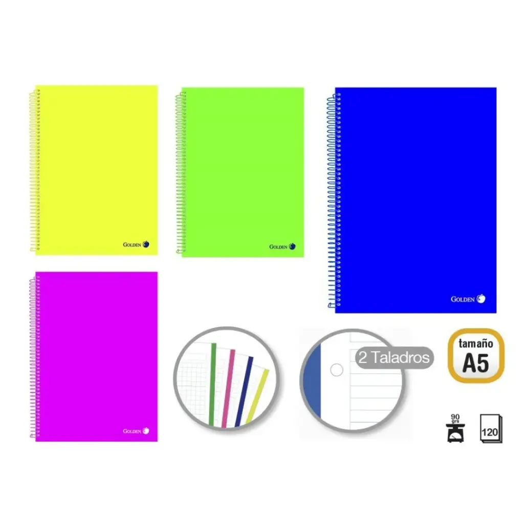 CUADERNO TAPA POLIPROPILENO A5 120 90H GR. MICROPERFORADO. COLORES SURTIDO