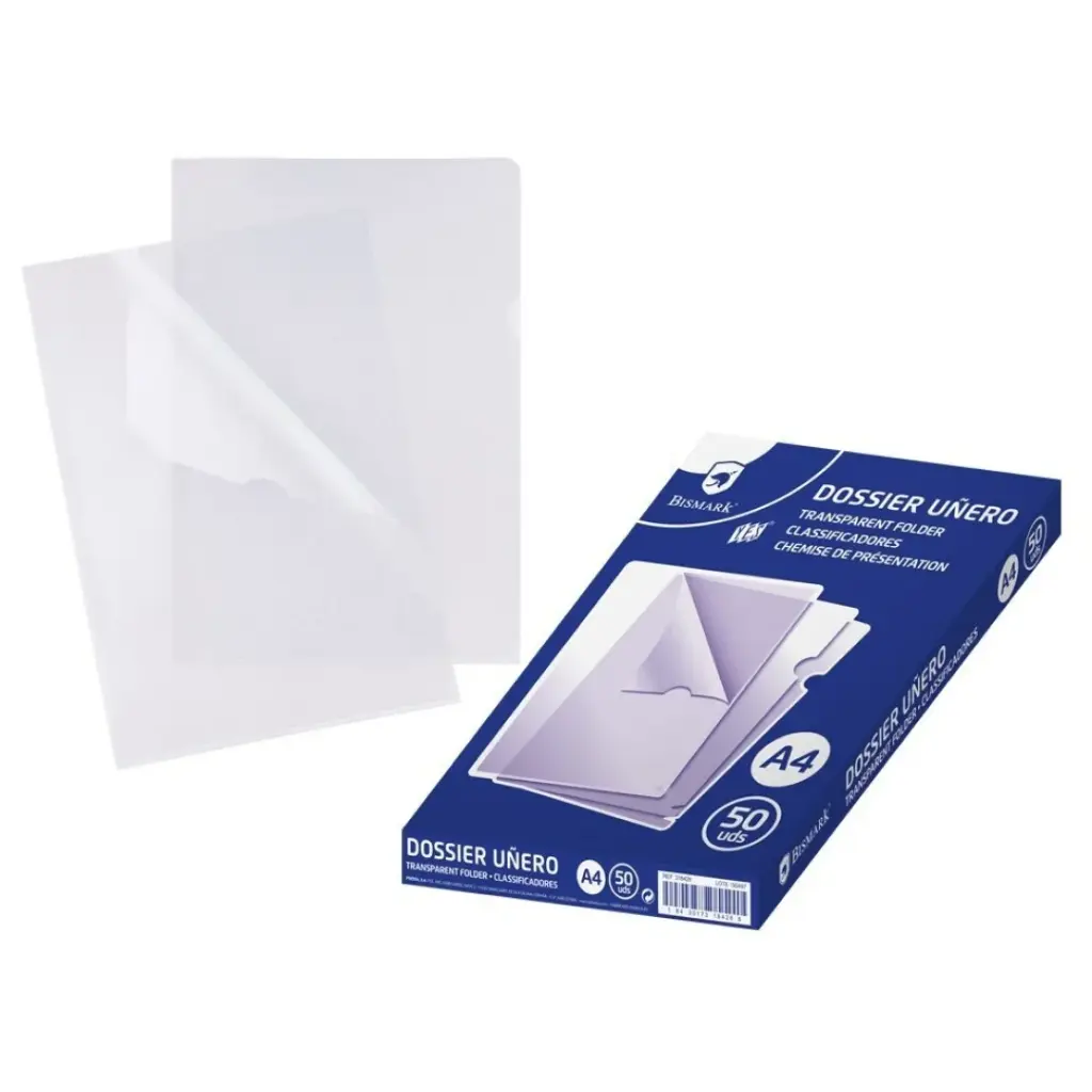 DOSSIER UÑERO A4 TRANSPARENTE (PACK 50) FUNDAS PLASTICO