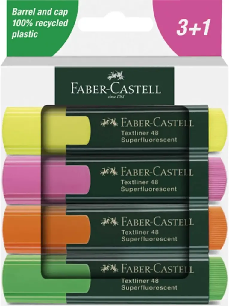 [254844] MARCADOR FLUORESCENTE TEXTLINER 48 SURTIDOS 4 UNIDADES -  FABER CASTELL -