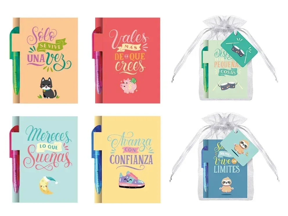 [332081] MINI LIBRETA C BOLIGRAFO MENTE POSITIVA EN BOLSITA