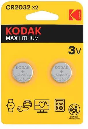 PILAS DE LITIO KODAK MAX LITHIUM CR2032 -PLACAS BASE- (PACK 2)
