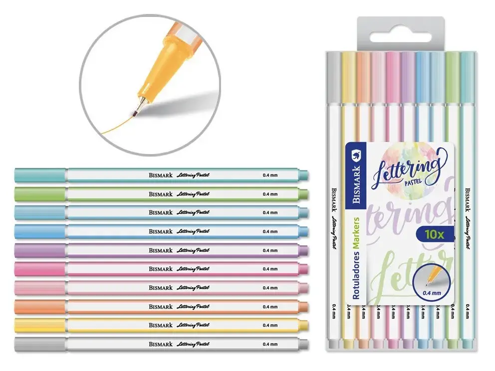 [331095] ROTULADOR 0.4 MM 10 COLORES SET LETTERING PASTEL