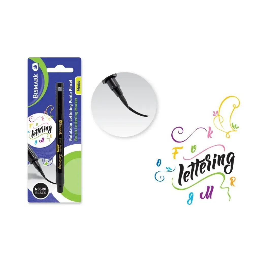 ROTULADOR PINCEL LETTERING NEGRO PUNTA MEDIA 1.5mm
