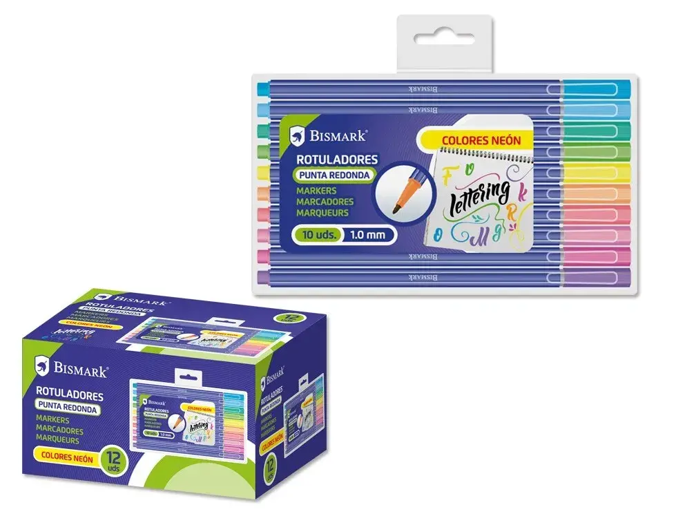 ROTULADOR PUNTA NEON 10 COLORES SET LETTERING