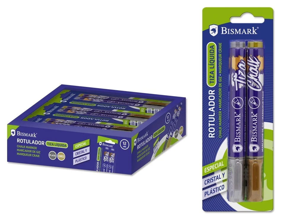 [328254] ROTULADOR TIZA BISMARK (PACK 2) DORADO Y PLATEADO
