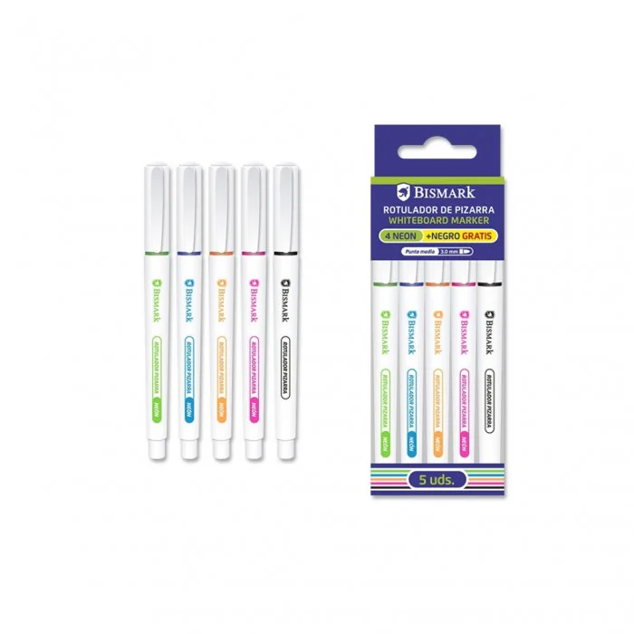 [330176] ROTULADORES PIZARRA 4 COLORES NEON + 1 NEGRO BISMARK 