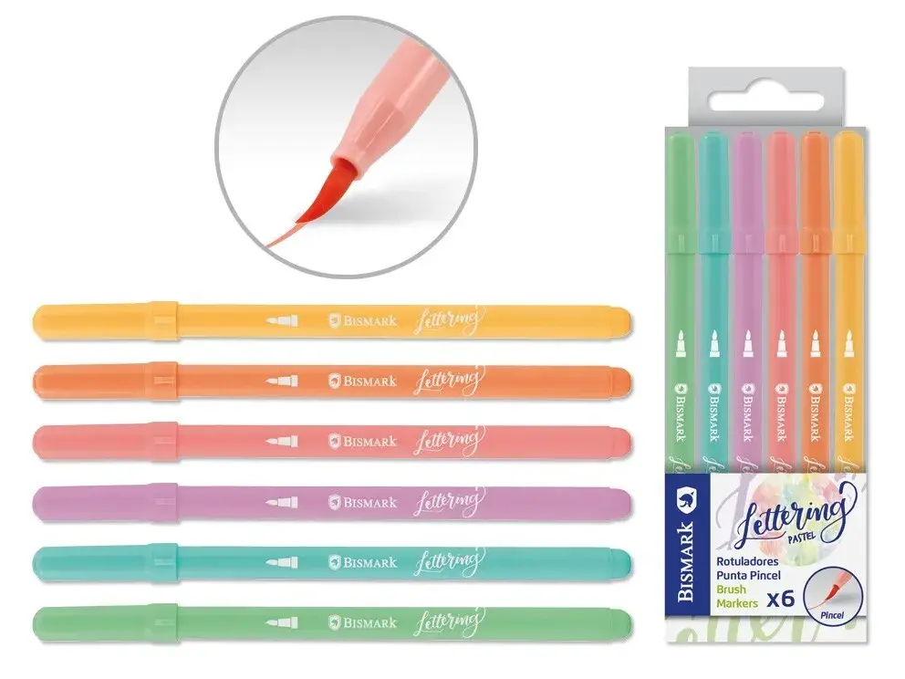 ROTULADORES PUNTA PINCEL LETTERING PASTEL 6 UND