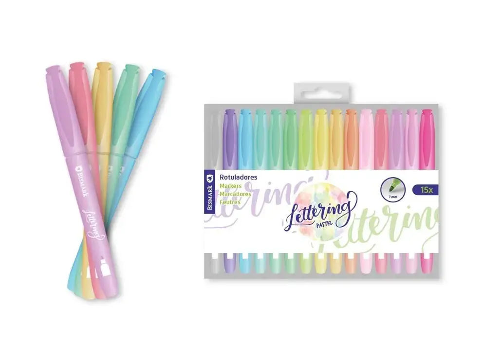 ROTULADORES PUNTA REDONDA LETTERING PASTEL 15 UND