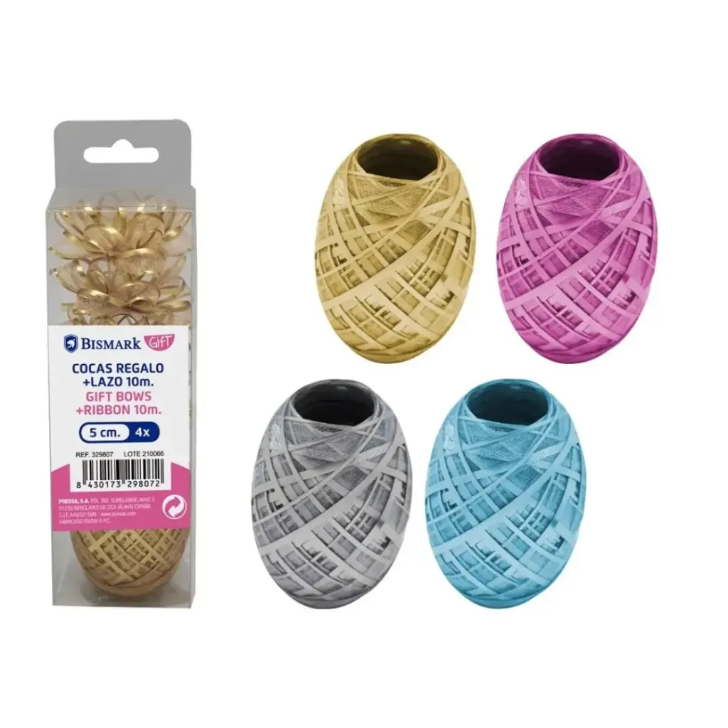 SET 4 COCAS 5 CM + LAZO 10 MTS ORGANZA
