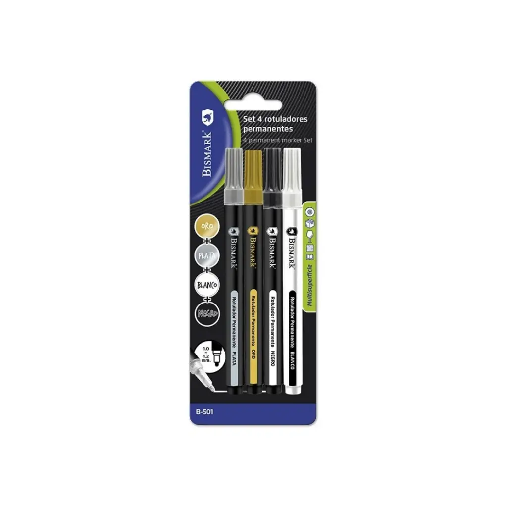 [330267] SET ROTULADOR PERMANENTE METALIZADO/B/N 4 UDS. - ORO/PLATA/NEGRO/BLANCO
