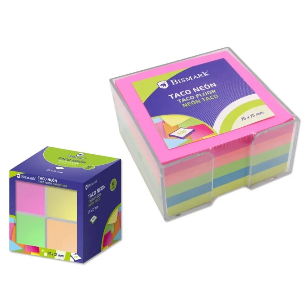 TACO NOTAS 400 HOJAS NEON BISMARK 75X75 