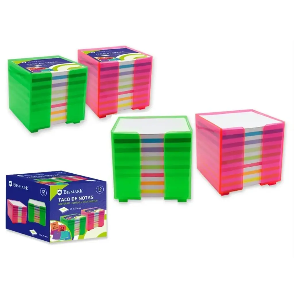 TACO NOTAS 400 HOJAS ARCOIRIS 75X75 MM - BISMARK -