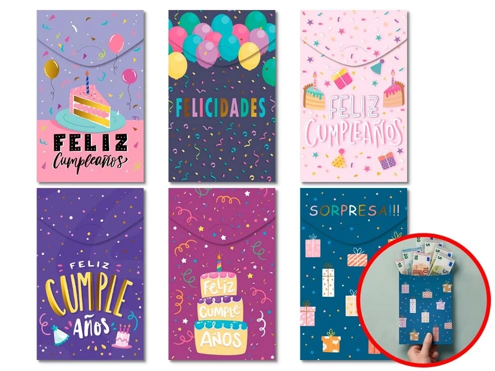 [332989] TARJETA-SOBRE DINERO CUMPLEAÑOS C/ SOBRE COLOR