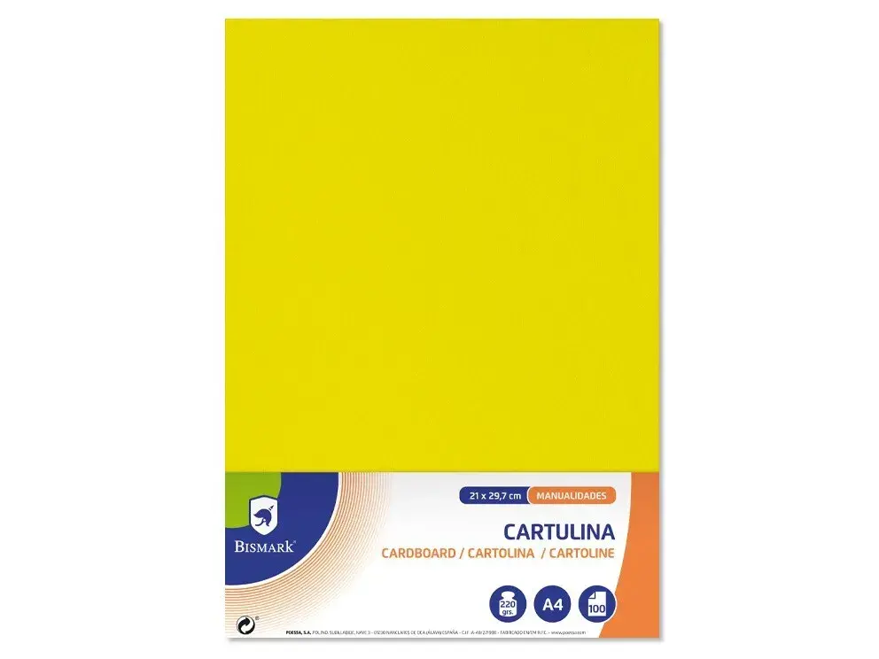 [318303] CARTULINA A4 100 Hojas. (AMARILLO)
