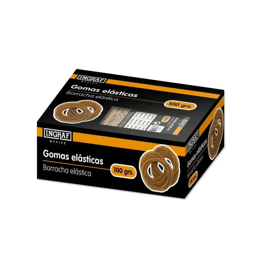 [320519] GOMAS ELÁSTICAS INGRAF OFFICE CAJA 100 GR (nº 6 - 6 cm diámetro)
