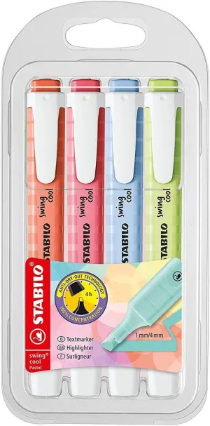  PACK X4 MARCADOR STABILO SWING COOL