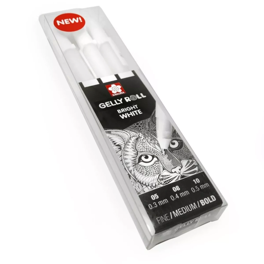 [POXPGBWH3C] BOLIGRAFOS GELLY WHITE FINO/MEDIO/GRUESO GEL BRILLANTE ESTUCHE DE 3 BLANCO - TALENS SAKURA -