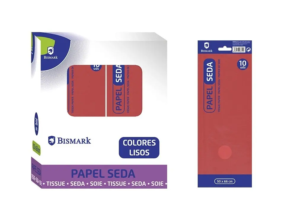[326612] PAPEL SEDA LISO ROJO. BOLSA 10 HOJAS