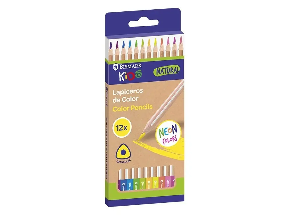 [330157] NATURAL COLOR LAPICEROS MADERA 12 COLORES NEON