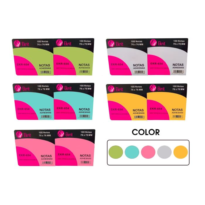 BLOC NOTAS ADHESIVAS 76X76 MM AMARILLAS 100 HOJAS EKRIT