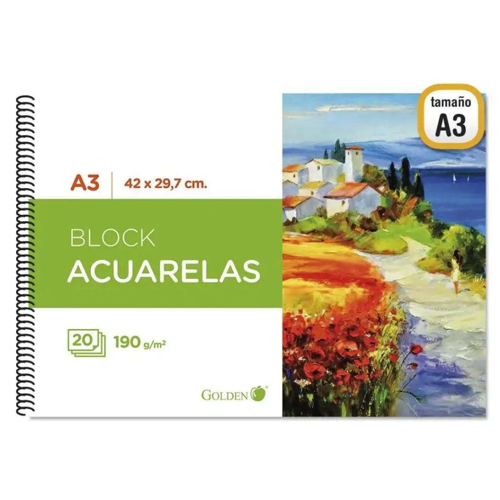 [324281] CUADERNO DE DIBUJO A3.190 GRM.20 H. ACUARELA - GOLDEN