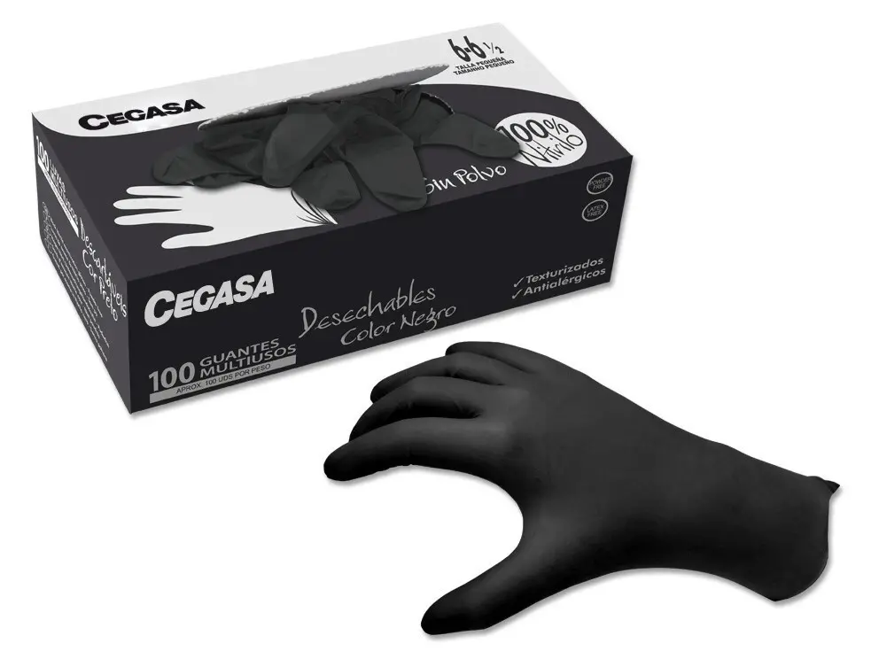 GUANTES CEGASA NITRILO NEGRO S/P 5 MIL 