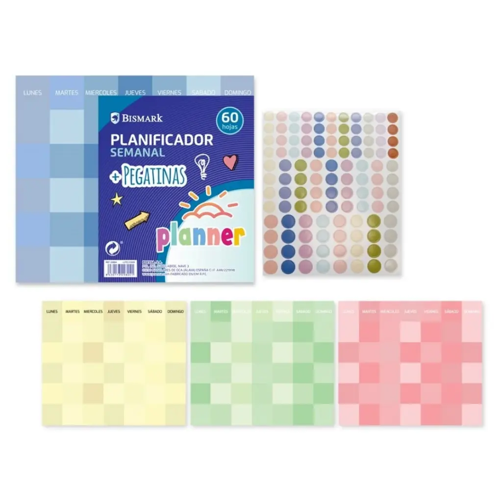 [329804]  PLANIFICADOR SEMANAL ADHESIVO 15.3X13.5 C/STICKERS 