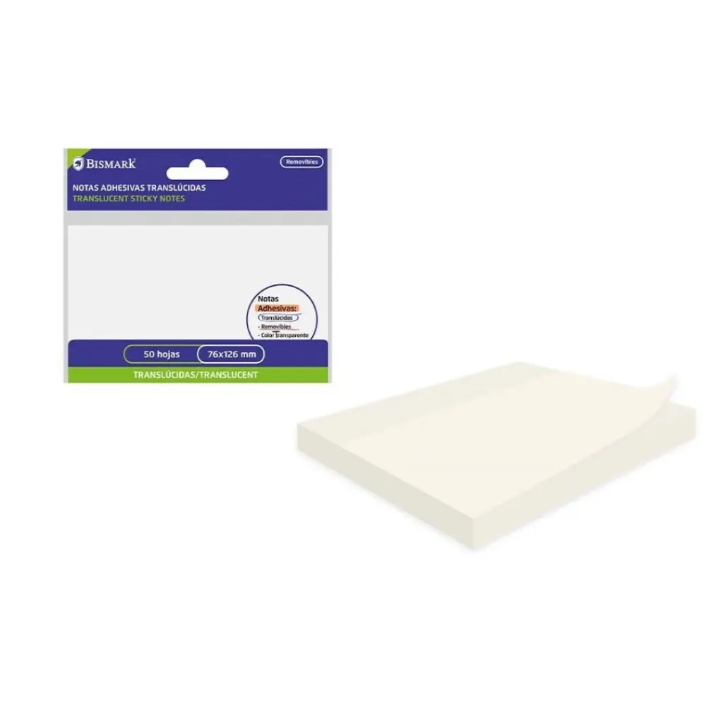 [331581] NOTAS ADHESIVAS TRANSLUCIDAS 75X126 MM BISMARK