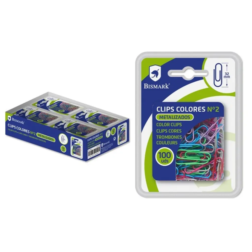  BISMARK CLIPS METALIZAD Nº 2. 32 MM.100 UDS.DO blister 