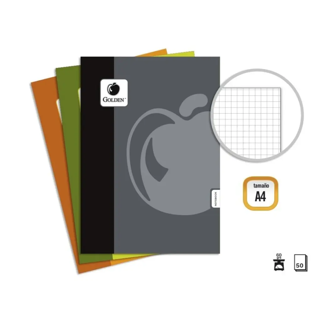 [323800]  GOLDEN BASIC LIBRETA GRAPADA A4.50 H. CUAD 