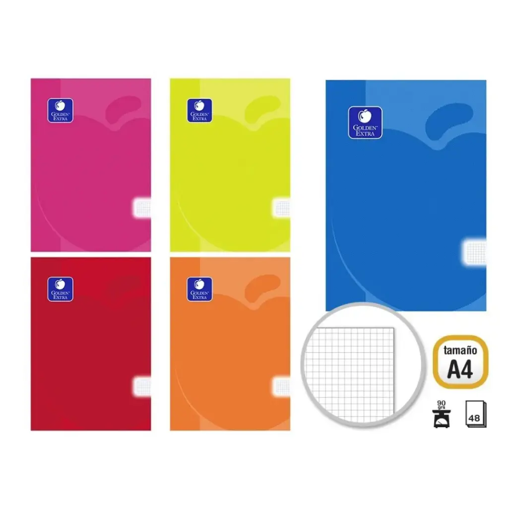 LIBRETA PP FLEX A4 48 H. 90 GR. CUADRICULA  GOLDEN