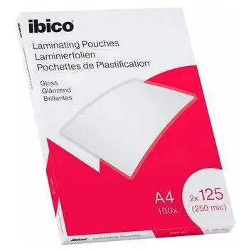 [627318]  FUNDAS DE PLASTIFICAR 2X125 MICRAS A4 BRILLO PACK 100 UD - IBICO