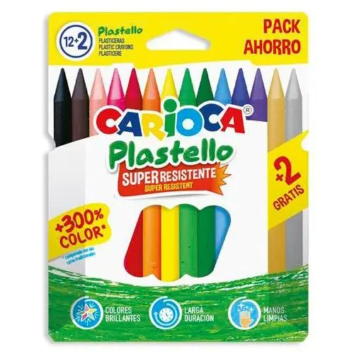 PLASTICERAS RESISTENTES PLASTELLO COLORES SURTIDOS ESTUCHE 12+2 UD  CARIOCA
