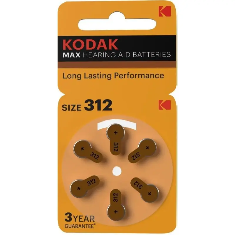 [P312/30423305] PILAS AUDIFONO MARRON KODAK MAX P312 / PR41 1,45V (PACK 6)