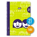 CUADERNO CUADROVÍA ESPIRAL TAMAÑO FOLIO,  80 HOJAS 70GR, con margen, cubierta básica, colores surtidos - LAMELA -