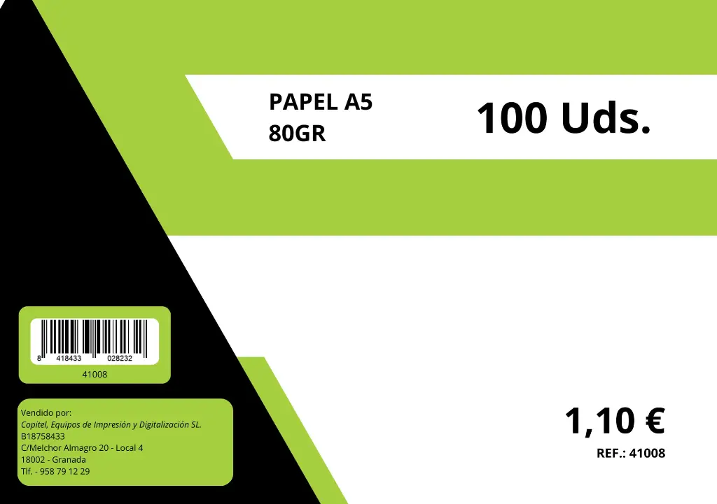 PAQUETE DINA5 100 HOJAS 80GR