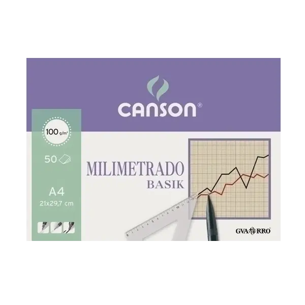 BLOC MILIMETRADO BASIK ENCOLADO 50 HOJAS 100 GR. 21X29,7CM CANSON