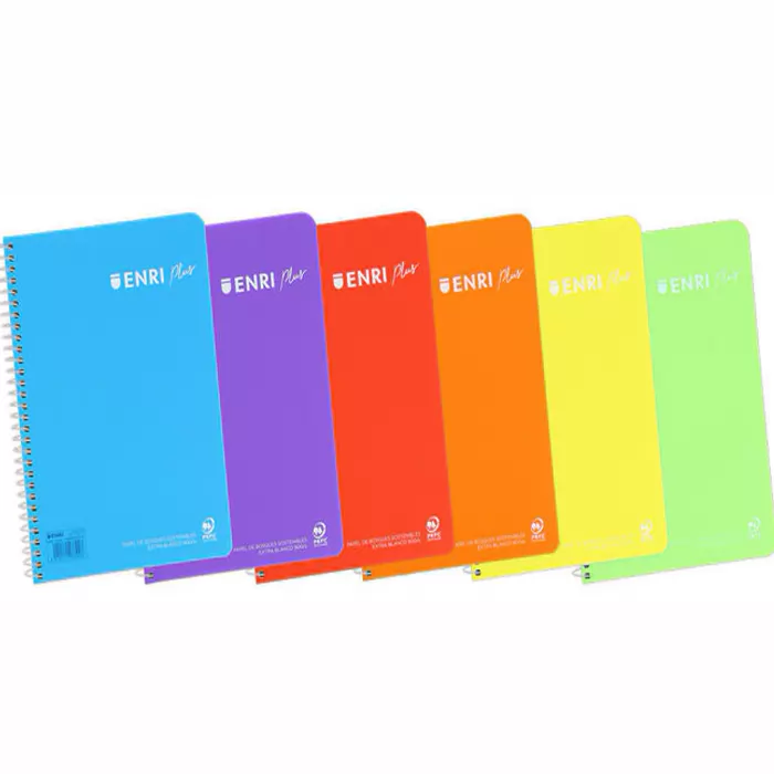 CUADERNO ESPIRAL 80 HOJAS 90GR 5X5 C/M TAPA PLÁSTICO FOLIO SURTIDOS