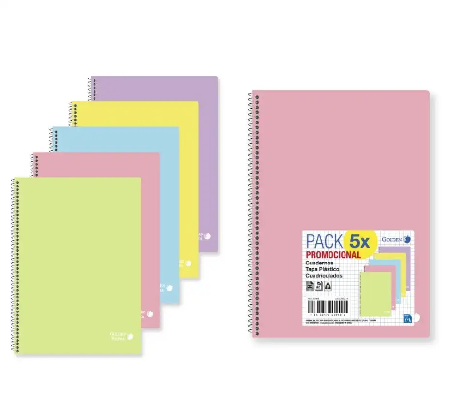 CUADERNO BASIC PASTEL T.P. A4 .80 H. 90GRS.CUAD.P5 - GOLDEN -
