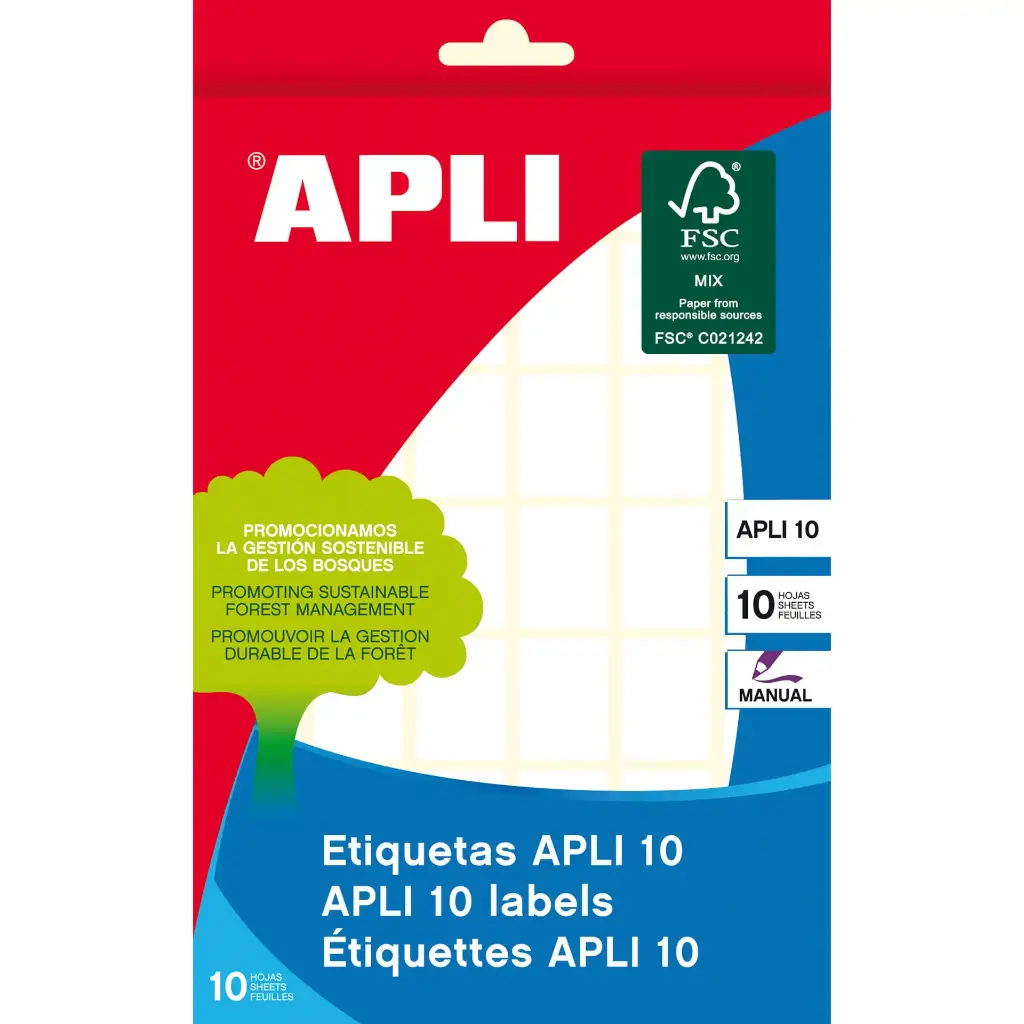 [1635] ETIQUETAS ADHESIVAS ESCRITURA MANUAL APLI 10 - APLI - (12 x 18 mm)