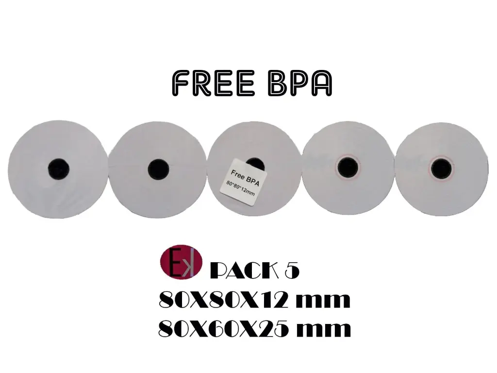 [RT-EV01-80X80-65GR] ROLLO TÉRMICO SIN BPA PACK 5 UNIDADES - EKRIT - (80 x 80 x12 MM, 65 GR)