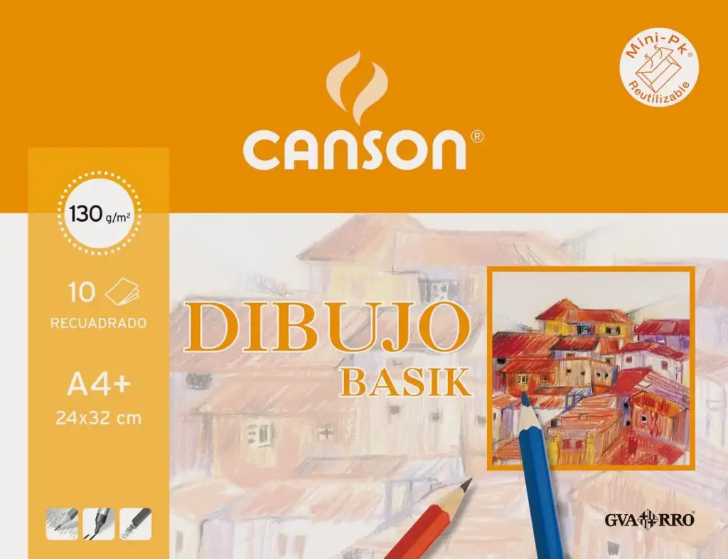 MINIPACK DIBUJO BASIK 10 HOJAS 130 GR. RECUADRO 24X32CM - CANSON -