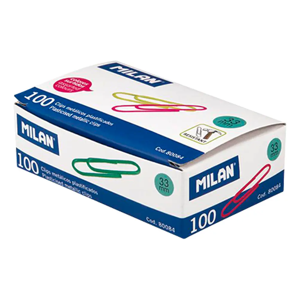 [80084] CLIPS 33MM COLORES 100 UDS MILAN