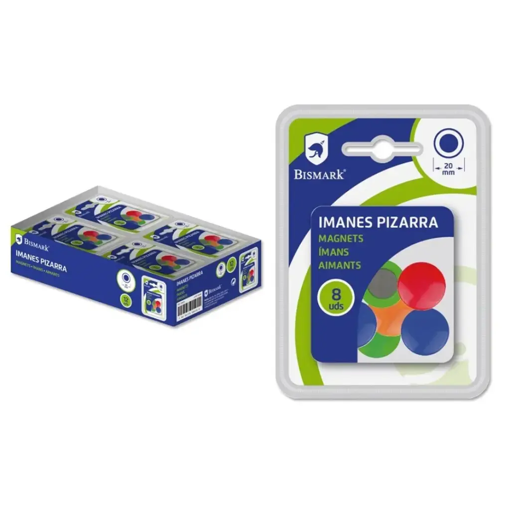 IMANES PIZARRA 20 MM 8 UNIDADES - BISMARK -