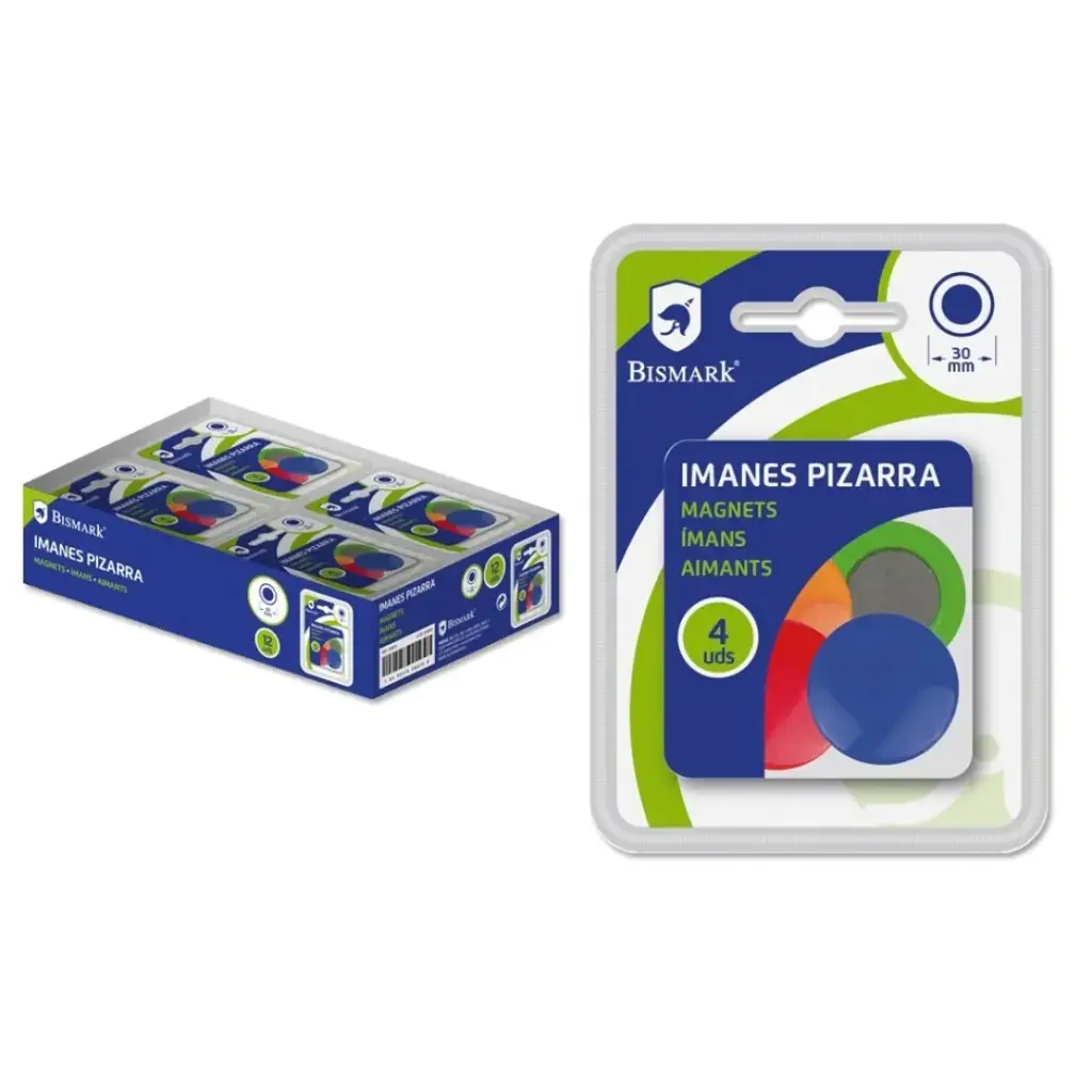 IMANES PIZARRA 30 MM 4 UDS DOBLE - BISMARK -